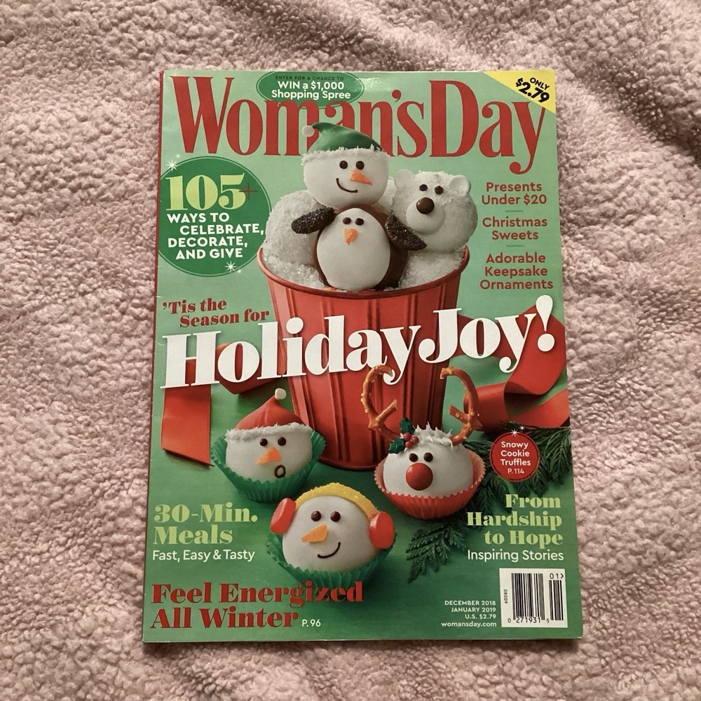 Dec 2018/Jan 2019 Woman's Day Magazine Cookies Ornaments Holiday Decor